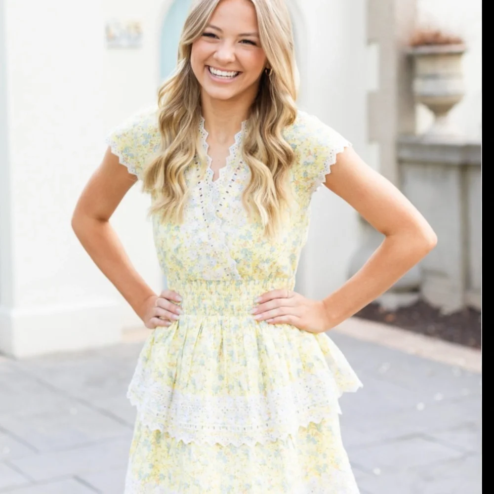 AEO Floral  With Embroidery Wrap Mini Dress - Picture 6 of 6